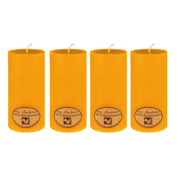 4 bougies cylindriques en cire d'abeille