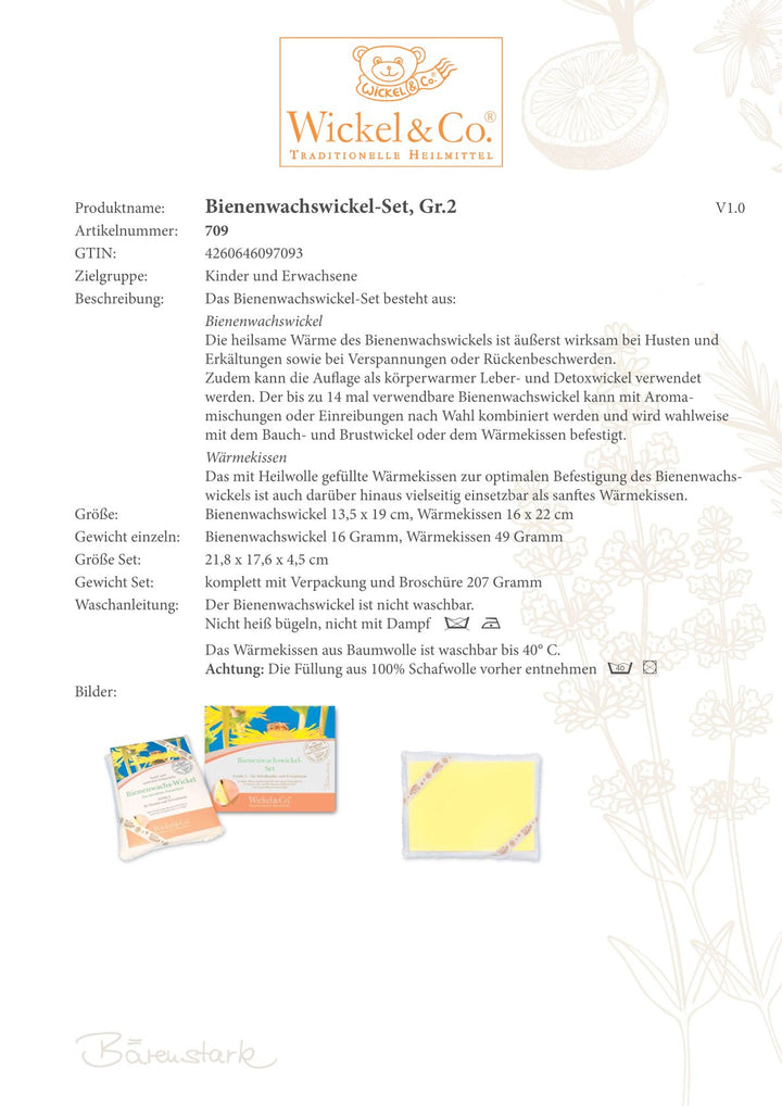 Kit d'enveloppements à la cire d'abeille taille 2 - Enfant scolarisé/Adulte, 16 x 22 cm