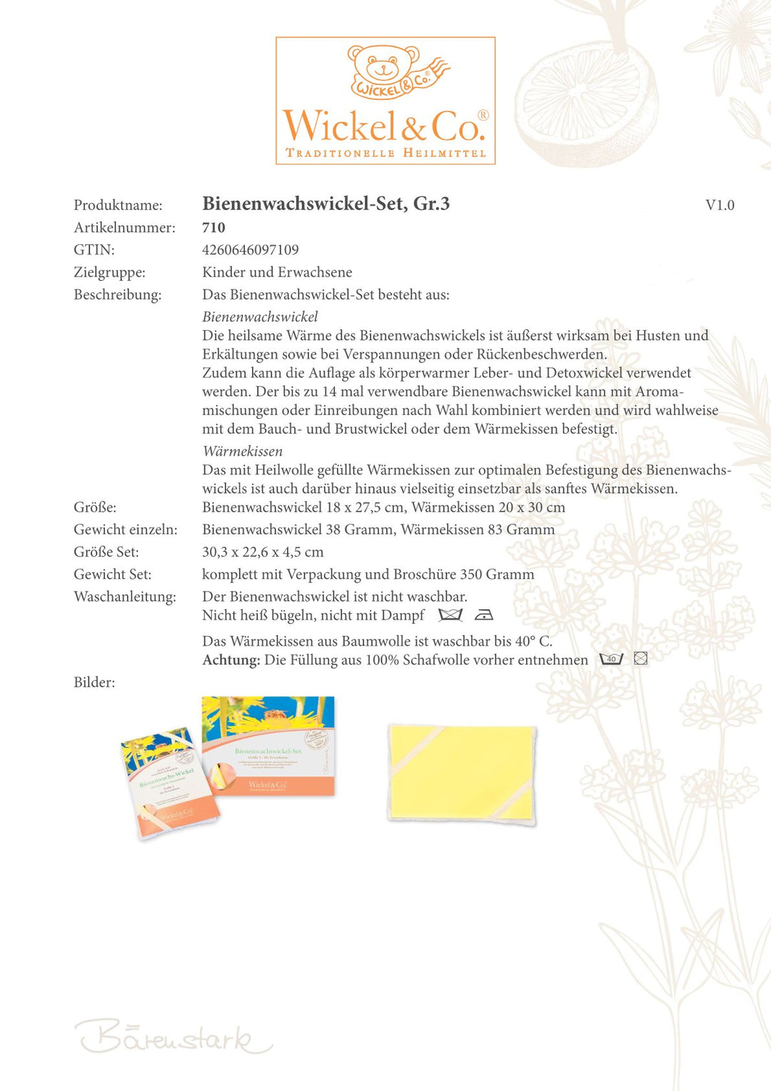 Enveloppement en cire d'abeille taille 3 - Adulte, 18 x 27,5 cm