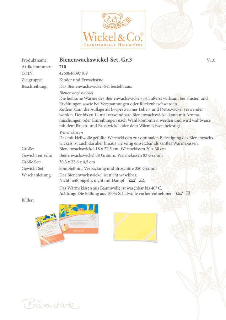 Enveloppement en cire d'abeille taille 3 - Adulte, 18 x 27,5 cm