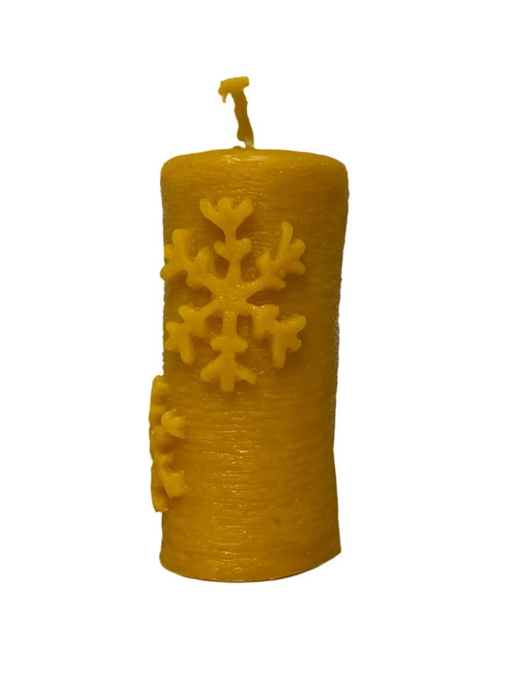 Bougie en cire d'abeille pilier flocon de neige