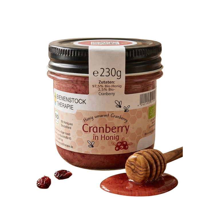 Airelles rouges dans du miel bio 230g
