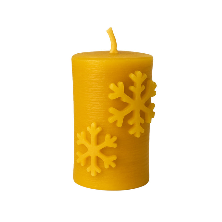 Bougie en cire d'abeille pilier flocon de neige