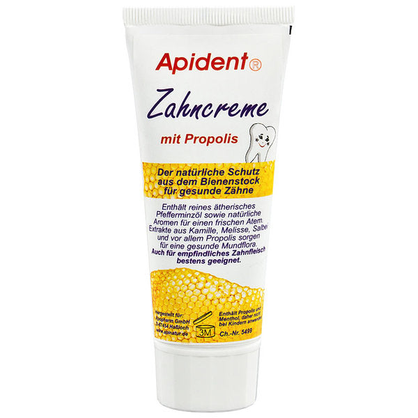 Apident Zahncreme mit Propolis 75ml – ohne Fluorid und Titandioxid, mit Kamille, Melisse und Salbei

