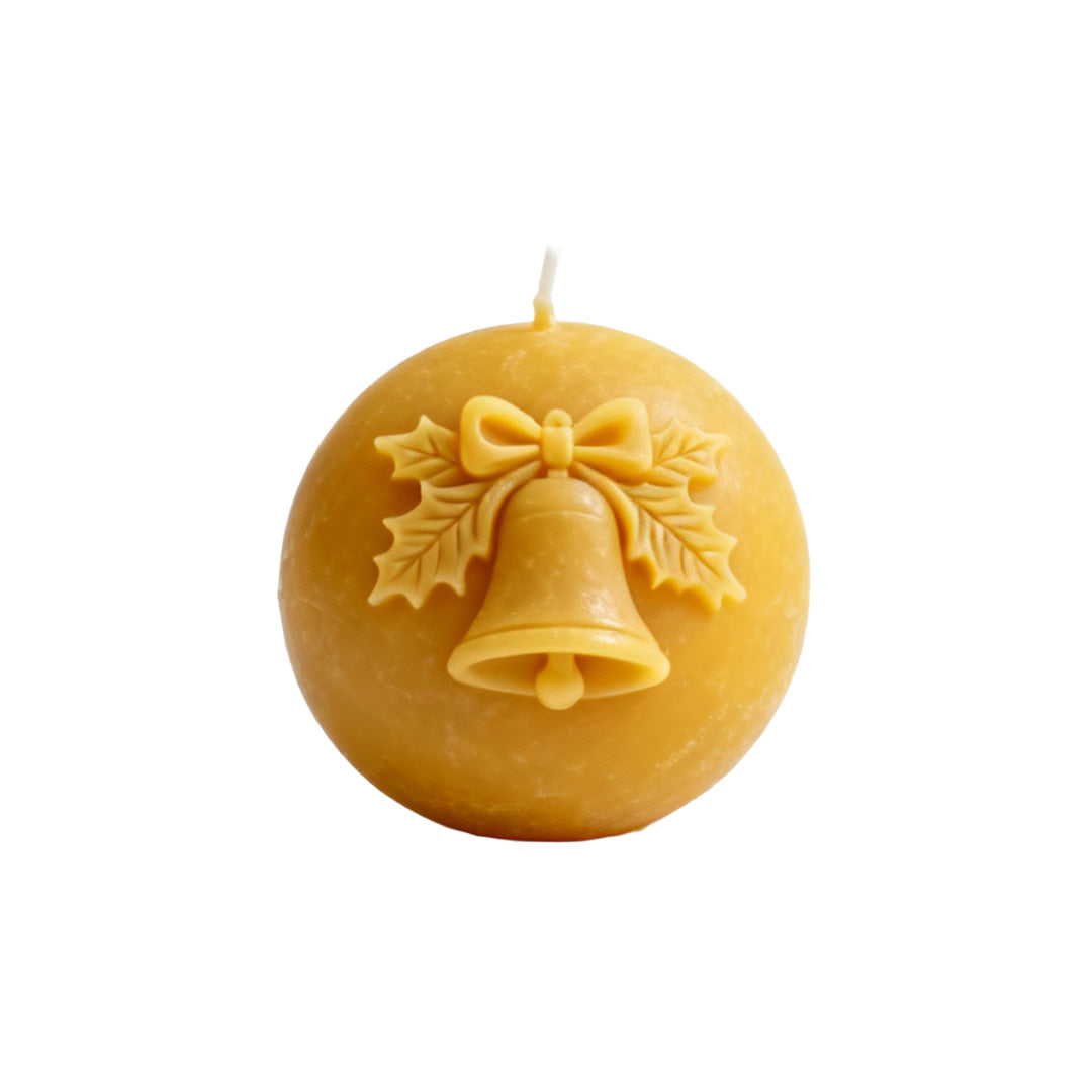 Bienenwachskerze Kugel mit Weihnachtsglocke 
