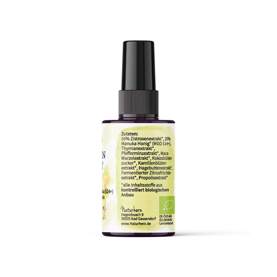 Vaporisateur gorge bio au ciste, manuka, vitamine C & propolis