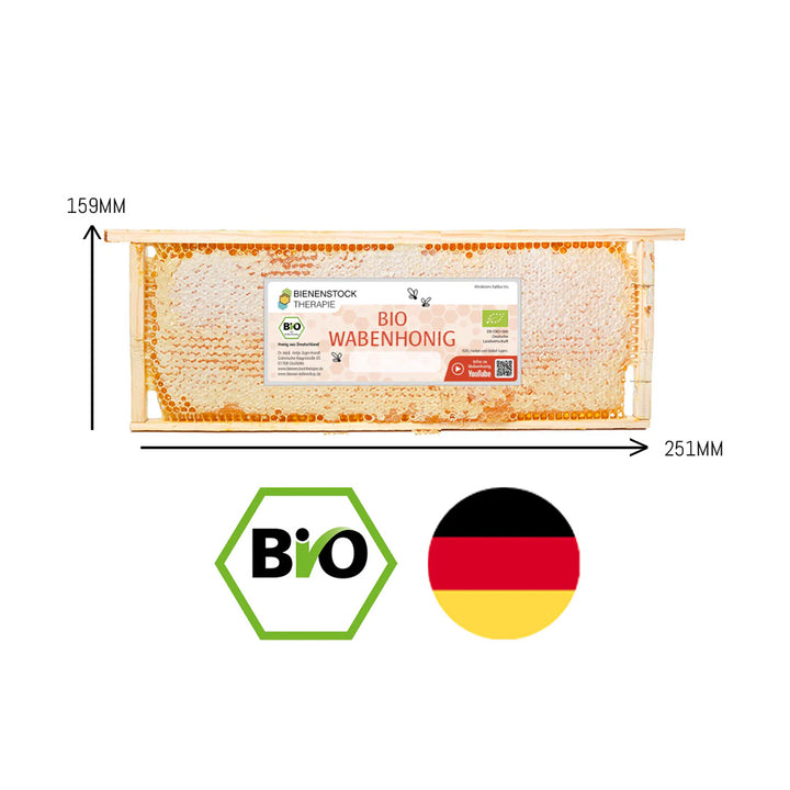 Bio Wabenhonig Frühlingshonig Holzrähmchen – Maßangaben und Größenübersicht
