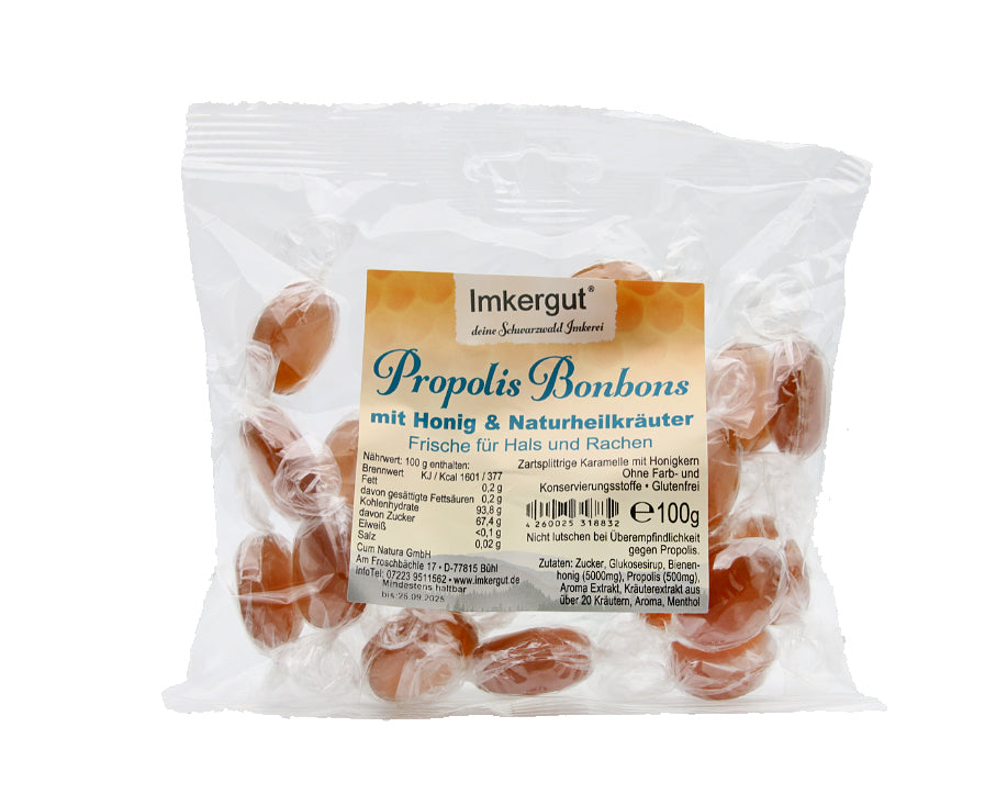 Bonbons mit Honig und Propolis 100 g Beutel – natürliche Lutschbonbons 