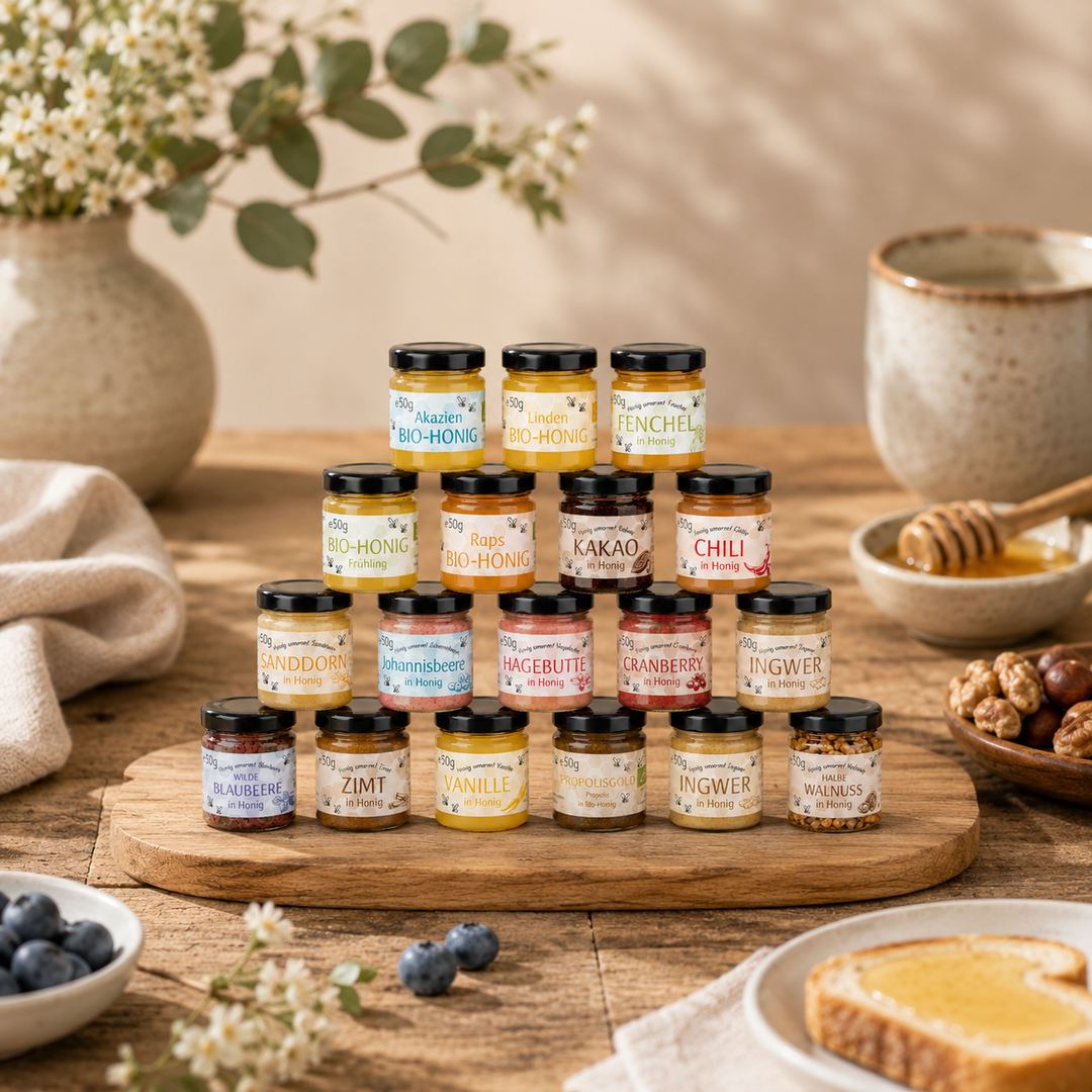 18er Honig Geschenkset – Verpackung und Präsentation
