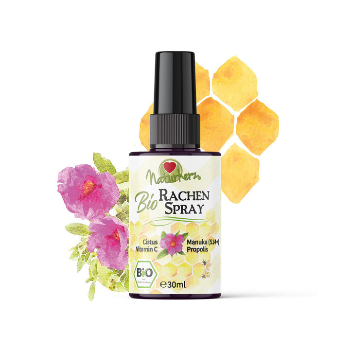 Vaporisateur gorge bio au ciste, manuka, vitamine C & propolis