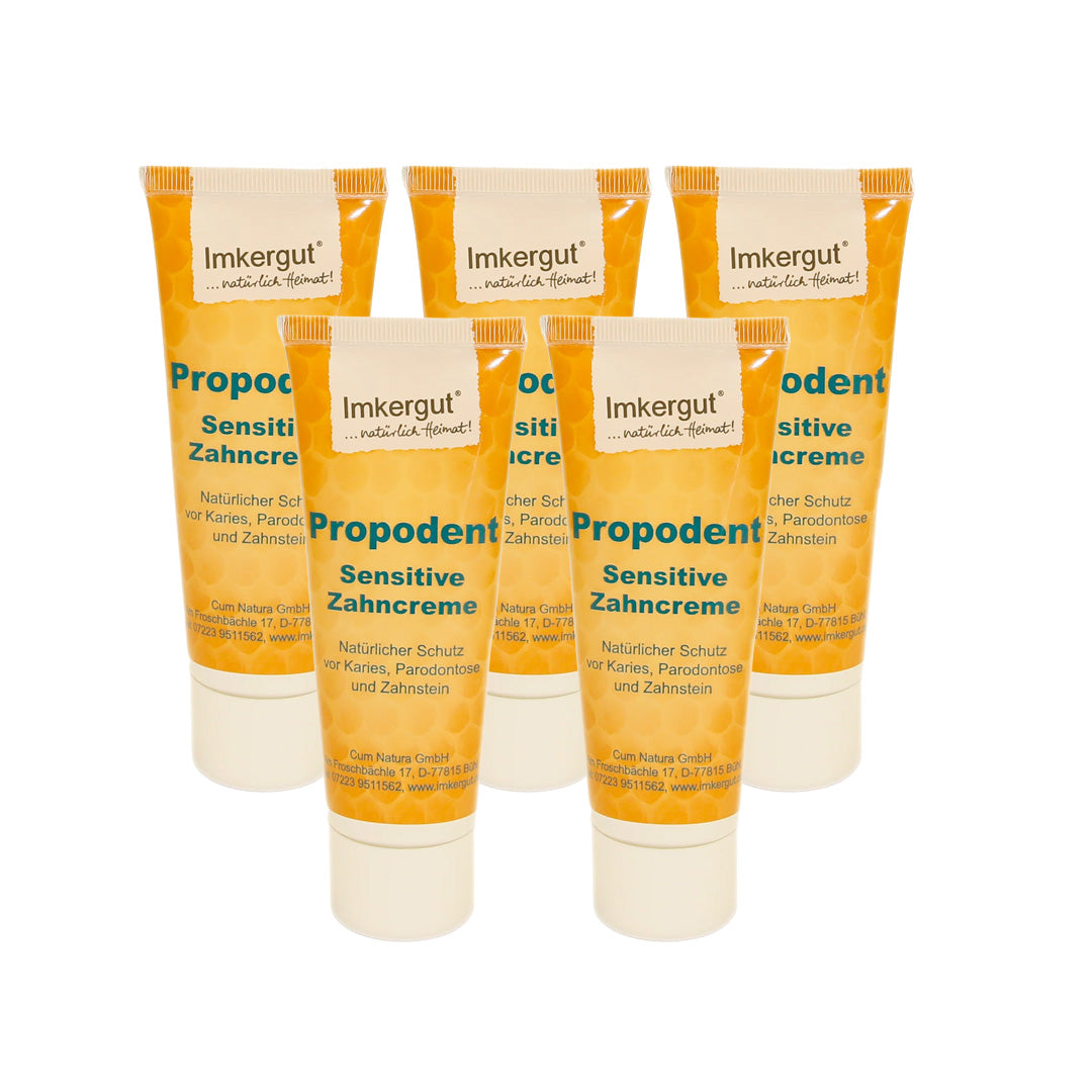 Propodent Zahncreme mit Propolis 75 ml im 5er-Set – Sparset natürliche Zahnpflege 